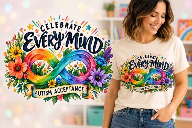 Celebrate Every Mind Autism Acceptance Teacher Doodle PNG
