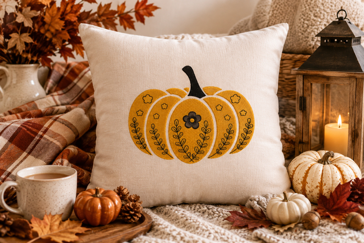 Pumpkin Embroidery Design Fall