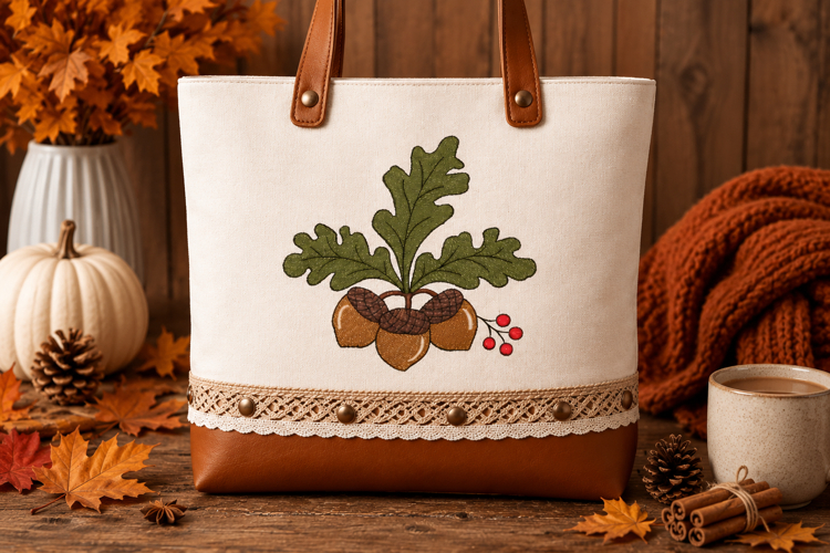 Acorn, Oak leaf Embroidery Design