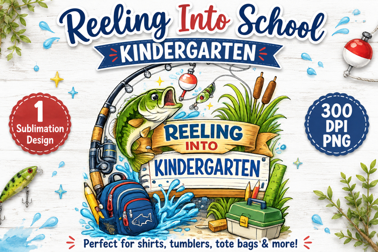 Reeling Into Kindergarten PNG, Fishing Back to School Design