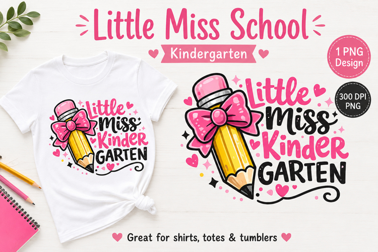 Kindergarten PNG, Pink Pencil Bow Back to School Sublimation