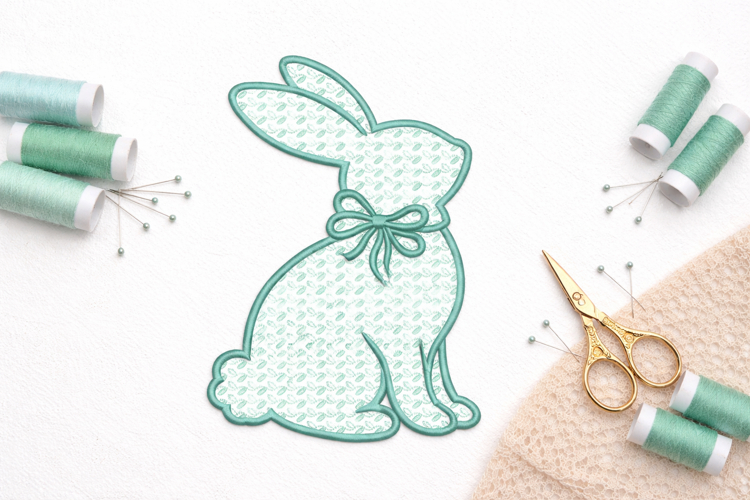 Easter Bunny, Chinoiserie Rabbit, 4x4 Machine Embroidery