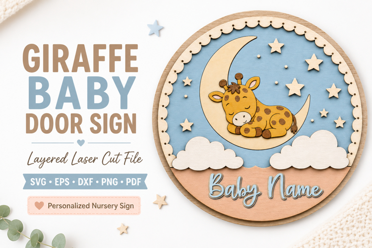 Giraffe Baby Name Sign SVG | Safari Nursery Door Sign