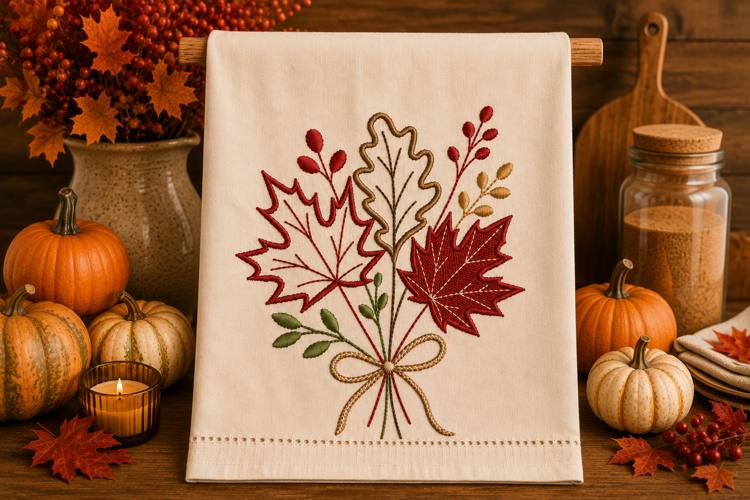 Fall Leaves Bouquet Machine Embroidery Design Autumn Leaf