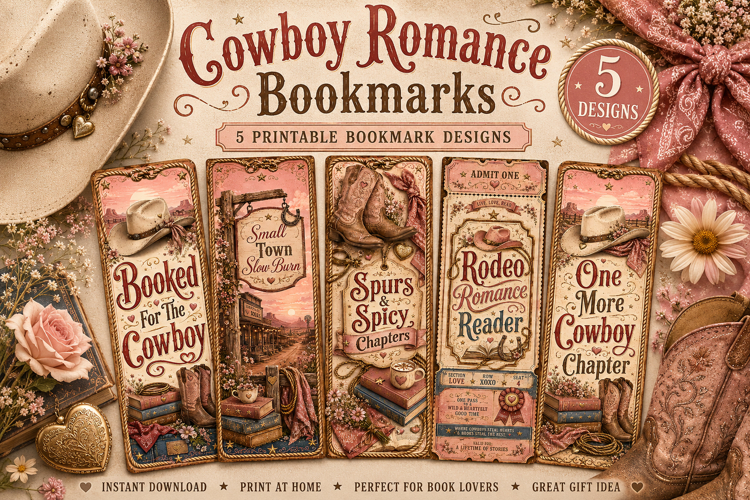 Cowboy Romance Bookmark Printable Set 5