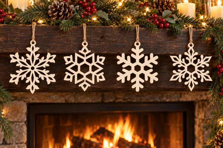 Botanical & Geometric Snowflake SVG Ornament | Christmas svg example image 1