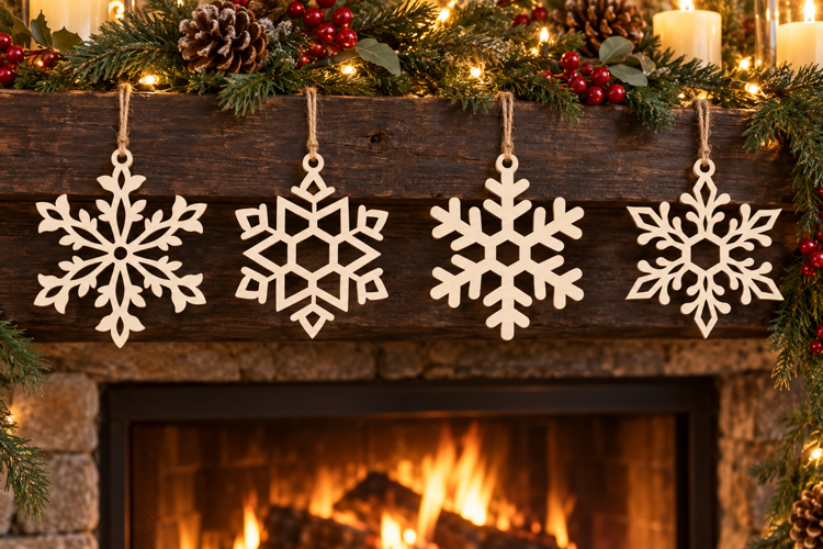 Botanical & Geometric Snowflake SVG Ornament | Christmas svg