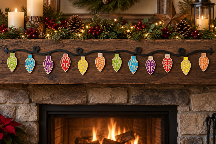 Christmas Light Bulb Garland Laser Cut Files