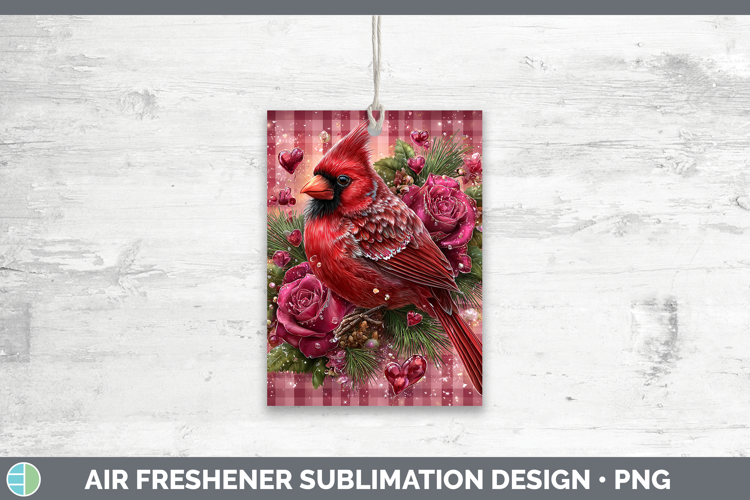 Cardinal Checker Valentine Air Freshener Sublimation Design