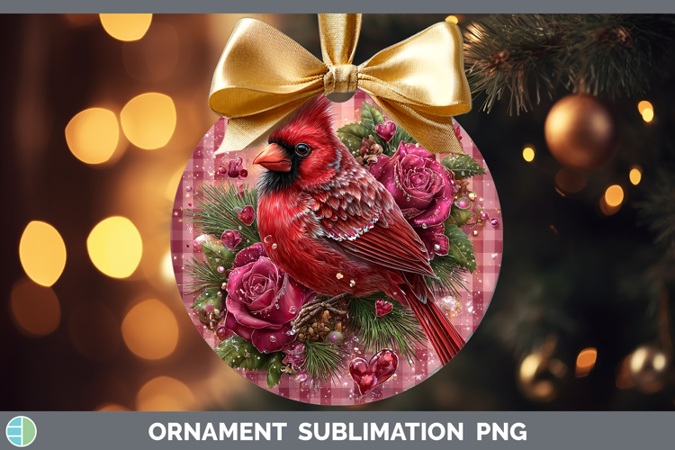 Cardinal Checker Valentine Ornament Sublimation Design