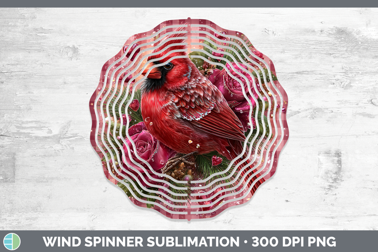 Cardinal Checker Valentine Wind Spinner Sublimation Design