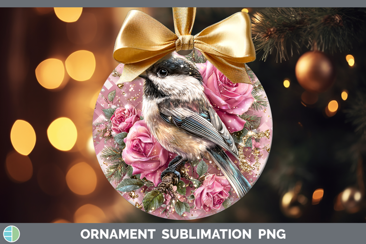 Chickadee Checker Valentine Ornament Sublimation Design