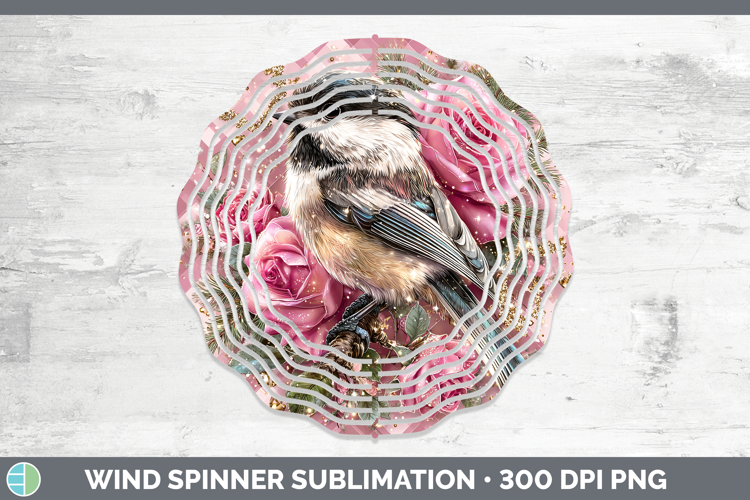 Chickadee Checker Valentine Wind Spinner Sublimation Design