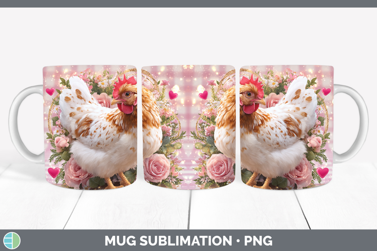 Chicken Checker Valentine Mug Wrap Sublimation Design