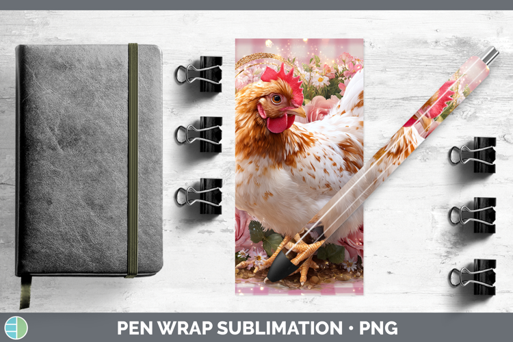 Chicken Checker Valentine Pen Wrap Sublimation Design
