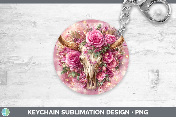 Cow Skull Checker Valentine Keychain Sublimation Design