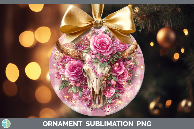 Cow Skull Checker Valentine Ornament Sublimation Design