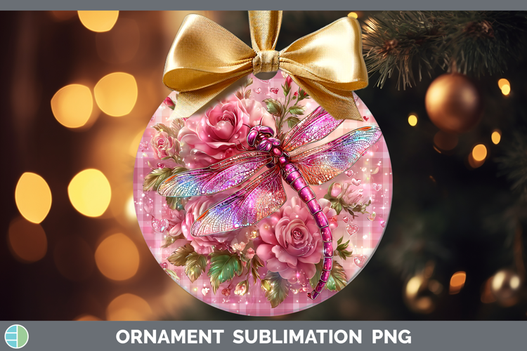 Dragonfly Checker Valentine Ornament Sublimation Design