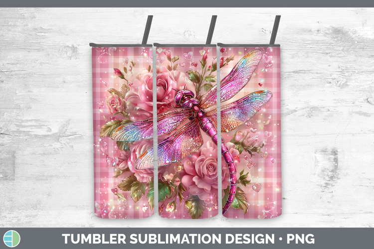 Dragonfly Checker Valentine Tumbler Sublimation Design