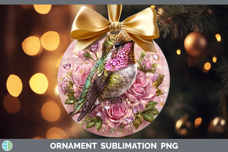 Hummingbird Checker Valentine Ornament Sublimation Design
