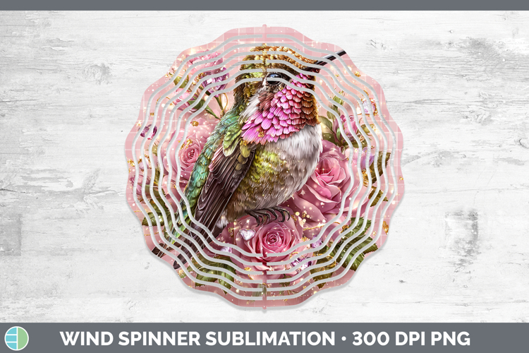 Hummingbird Checker Valentine Wind Spinner Sublimation Desig
