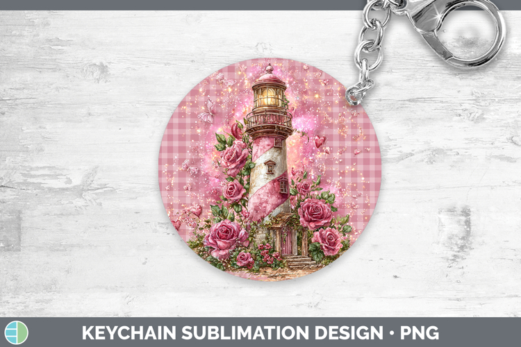 Lighthouse Checker Valentine Keychain Sublimation Design