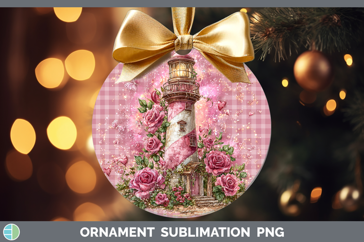 Lighthouse Checker Valentine Ornament Sublimation Design