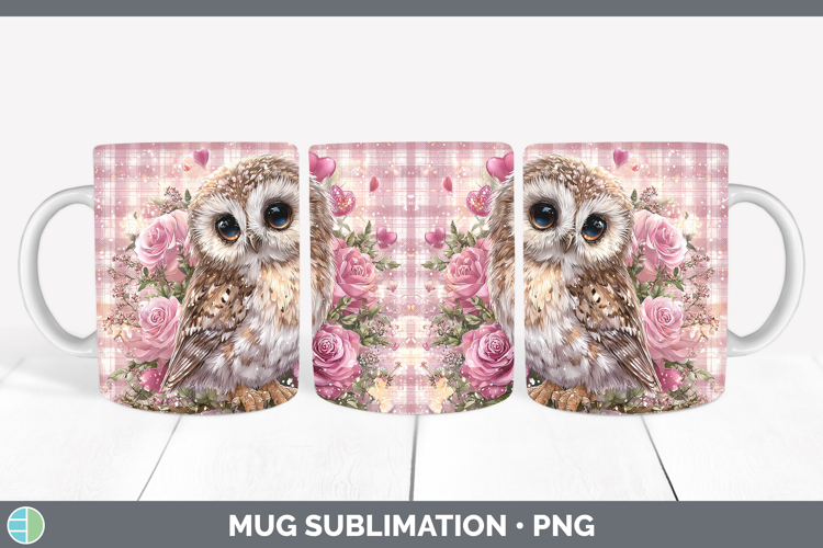 Owl Checker Valentine Mug Wrap Sublimation Design