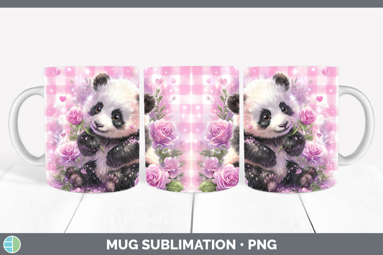 Panda Checker Valentine Mug Wrap Sublimation Design