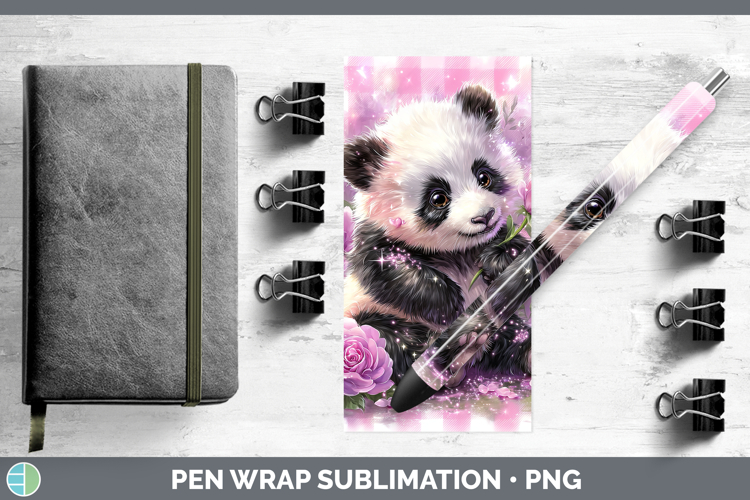 Panda Checker Valentine Pen Wrap Sublimation Design
