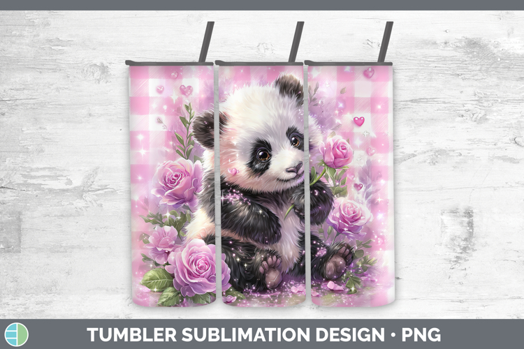 Panda Checker Valentine Tumbler Sublimation Design