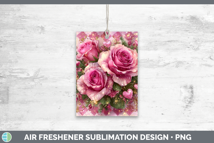 Rose Checker Valentine Air Freshener Sublimation Design