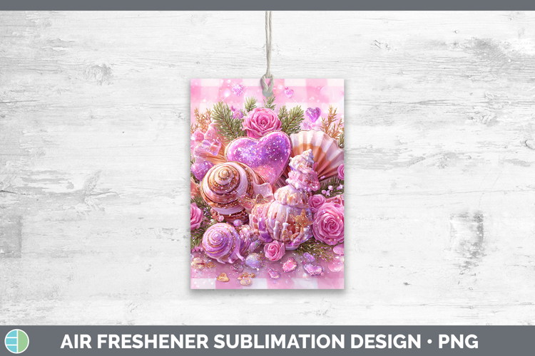 Seashell Checker Valentine Air Freshener Sublimation Design