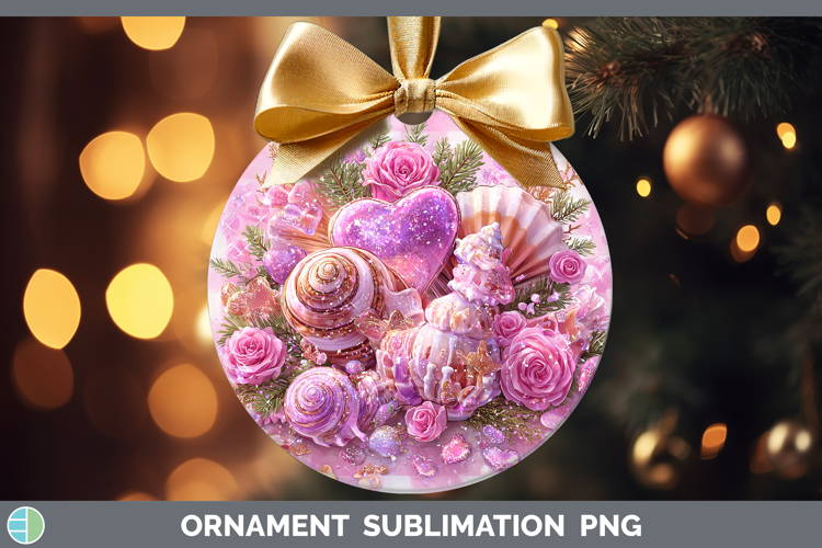 Seashell Checker Valentine Ornament Sublimation Design