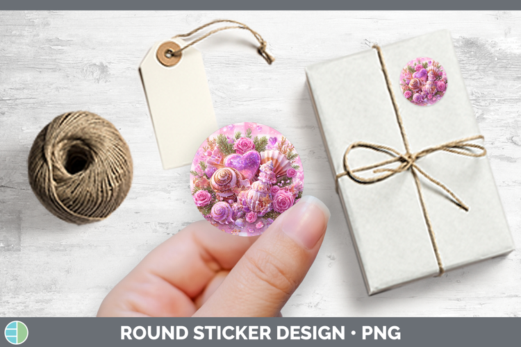 Seashell Checker Valentine Stickers Design