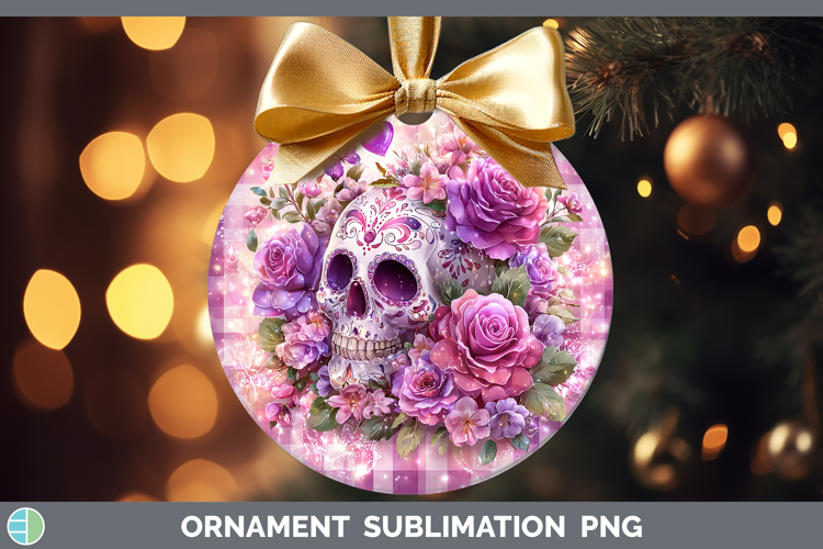 Sugar Skull Checker Valentine Ornament Sublimation Design