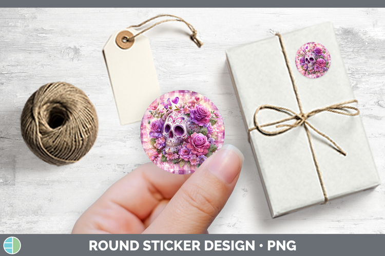 Sugar Skull Checker Valentine Stickers Design