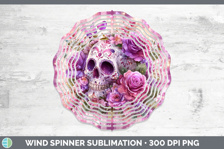 Sugar Skull Checker Valentine Wind Spinner Sublimation Desig