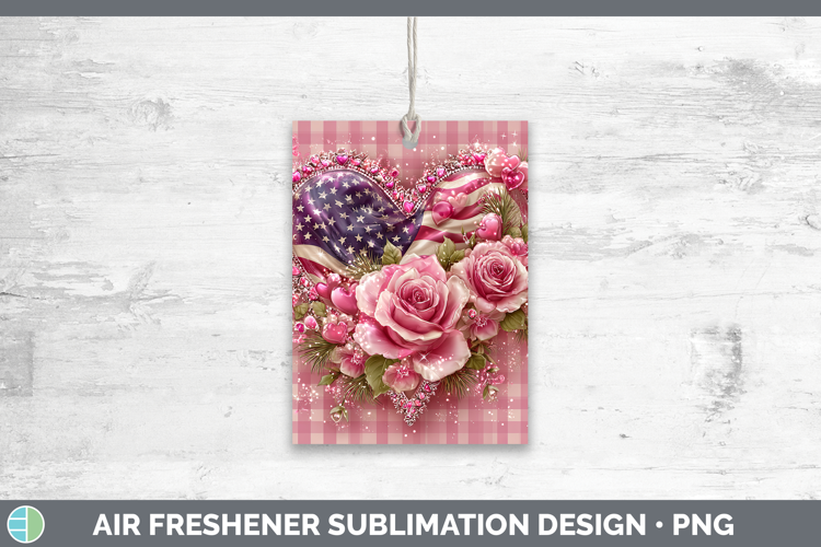 USA Flag Checker Valentine Air Freshener Sublimation Design