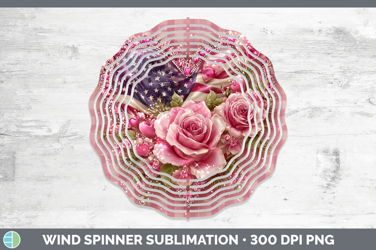 USA Flag Checker Valentine Wind Spinner Sublimation Design