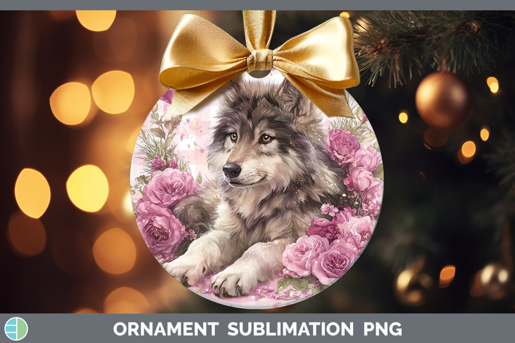 Wolf Checker Valentine Ornament Sublimation Design