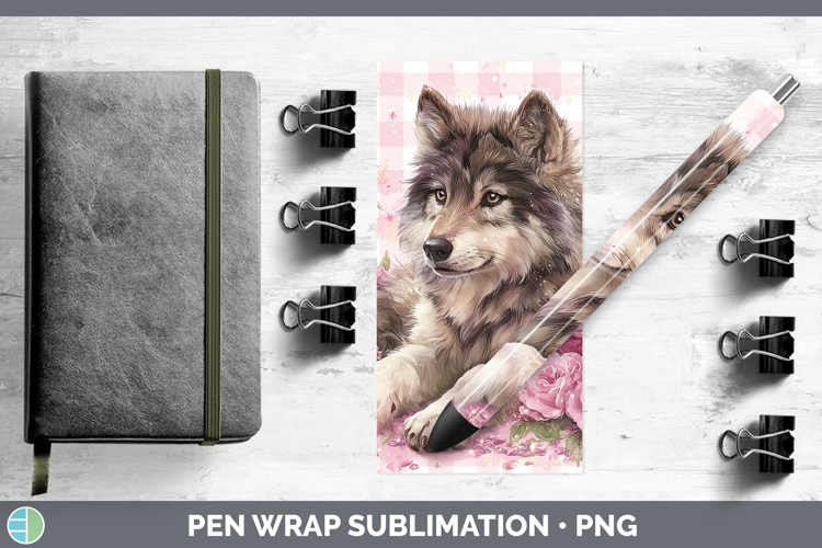 Wolf Checker Valentine Pen Wrap Sublimation Design