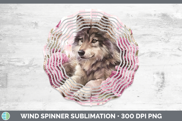 Wolf Checker Valentine Wind Spinner Sublimation Design