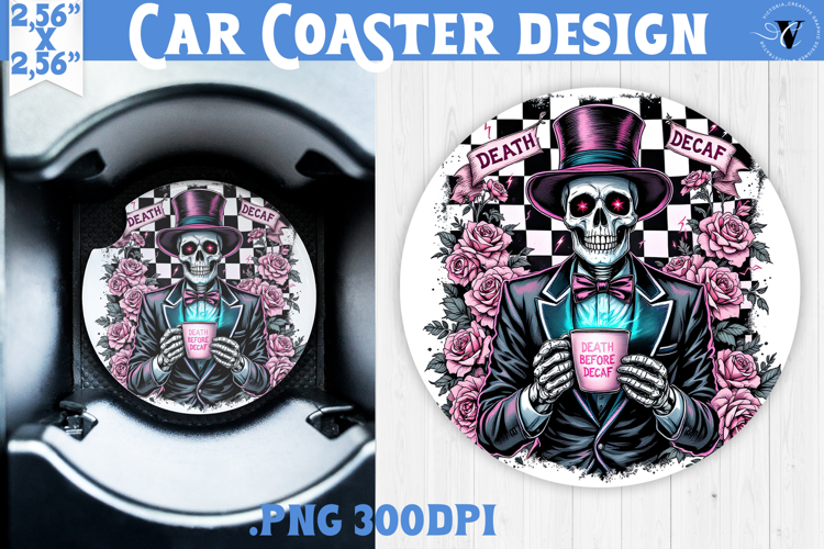 Car Coaster | Checkered | Retro Halloween