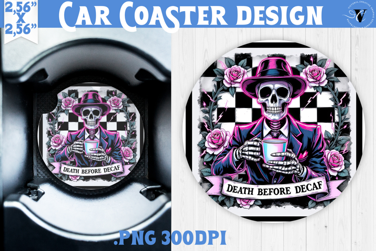 Car Coaster | Checkered | Retro Halloween