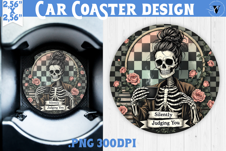 Car Coaster | Checkered | Retro Halloween