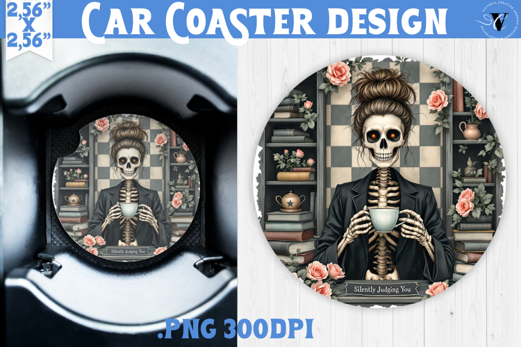 Car Coaster | Checkered | Retro Halloween