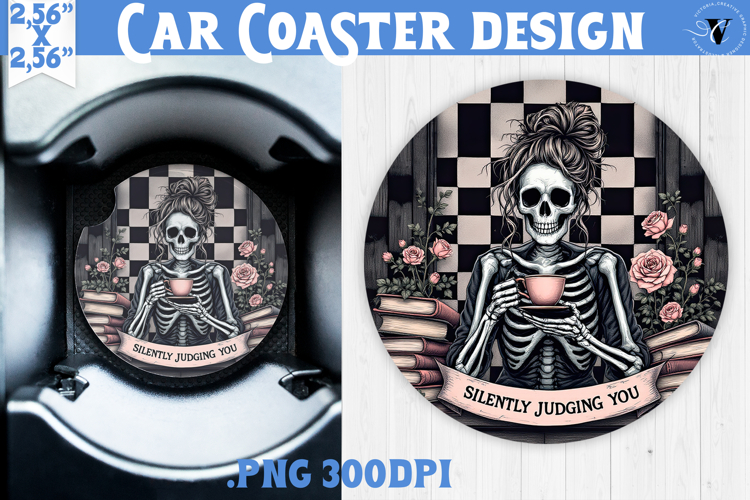 Car Coaster | Checkered | Retro Halloween