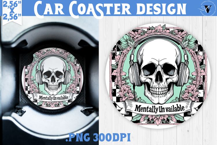 Car Coaster | Checkered | Retro Halloween