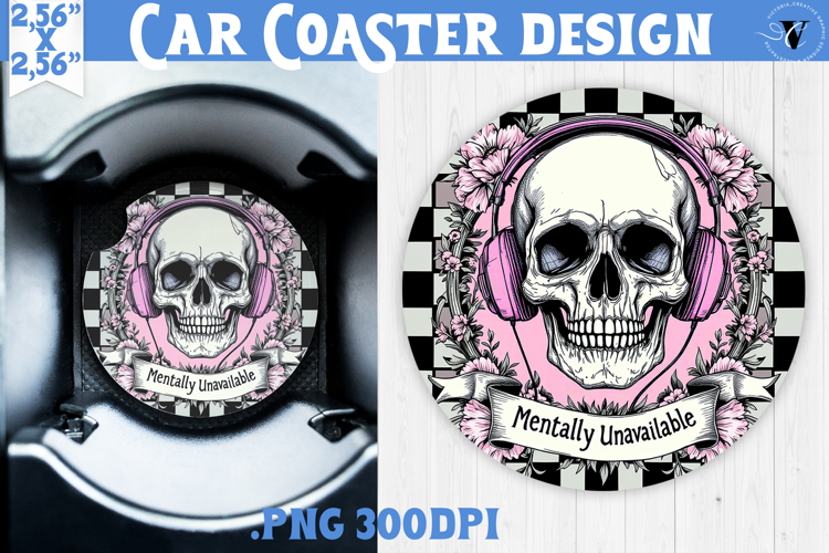 Car Coaster | Checkered | Retro Halloween